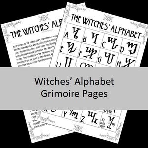 The Witches&#39; Alphabet Grimoire Pages. Witch, Wicca, Pagan, Druid, Witchy, Printables, Book of Shadows Theban Script Runes of Honorius Cipher