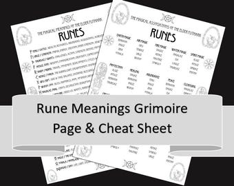 Magical Meanings of the Runes Grimoire Page & Handy Cheat Sheet. Witch, Pagan,  Heathen, Witchy, Printables, Book of Shadows, Elder Futhark