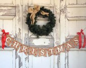 CHRISTMAS burlap banner - holiday burlap banner - holiday garland