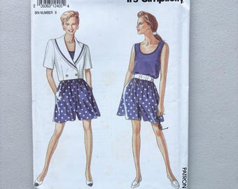 Simplicity Vintage 7790 Sewing Pattern, Size A (8-20), UNCUT, Shorts, Tank Top, Unlined Jacket. 1990s