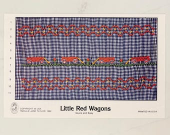 Little Red Wagons Smocking Pattern by Mollie Jane Taylor, Vintage, 1982
