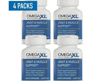 OmegaXL Joint & Muscle Support, Green Lipped Mussel Oil, 60 Soft Gels (4 Pack)