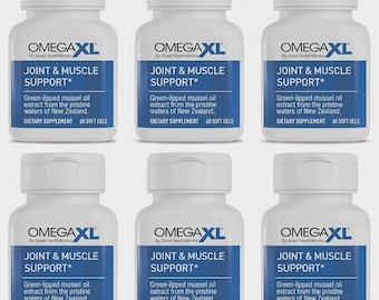 OmegaXL Joint & Muscle Support, Green Lipped Mussel Oil, 60 Soft Gels (6 Pack)