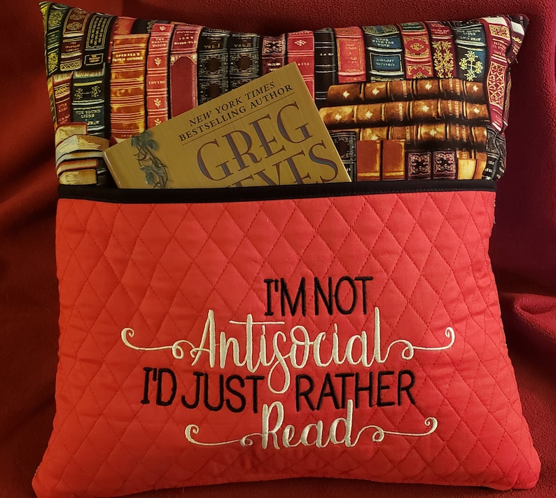 Novelty Embroidered Reading/Book Pillow: I'm Not image 0