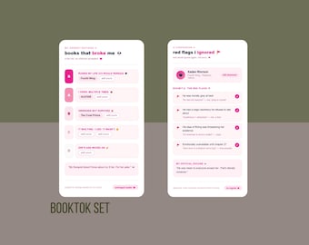 Booktok Canva Template Bundle | Reader Trope Checker, Boyfriend ID, Red Flags
