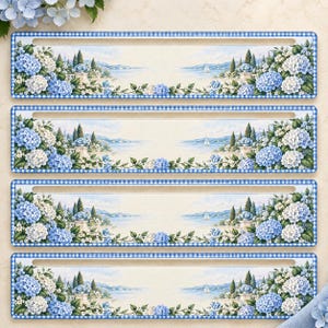 Mahjong Line Reader Set of 4, Blue Hydrangea Acrylic Line Finders, Optional Personalization, Mahjong Group Gift