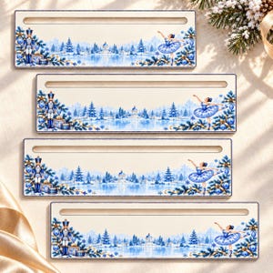 Mahjong Line Reader Set of 4, Blue Nutcracker Acrylic Line Finders, Optional Personalization, Christmas Mahjong Gift