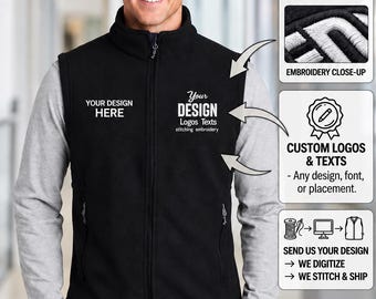 Personalized Embroidered Fleece Vest, Custom Logo Workwear, Nursing Gift for Women and Men