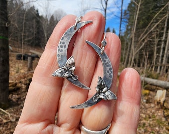 Resting Luna Sterling Silver Crescent Moon Earrings