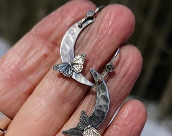 Resting Monarch Sterling Silver Earrings Vermont Metalsmith