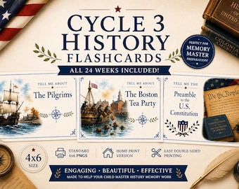 Cycle 3 History Flashcards | Classical Conversations Compatible | Memory Master Study Cards | All 24 Weeks