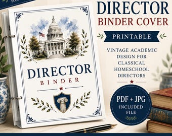 Classical Homeschool Director Binder Cover Printable | Vintage Academic Organizer (PDF + JPG Download)