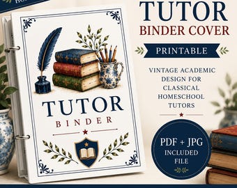 Tutor Binder Cover Printable | Classical Homeschool Memory Work Organizer | PDF + JPG Download