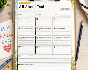 All About Dad Questionnaire, Father’s Day Kids Keepsake (Digital Download)