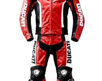 Traje de moto de dos piezas de cuero Ducati Corse C6, equipamiento de competición para hombre.