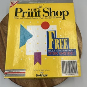 1989 The New Print Shop IBM Tandy 3.5 & 5.25 Floppy Disk Software Broderbund