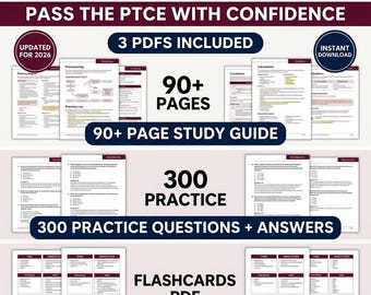 PTCB 2026 Study Guide Bundle | Pharmacy Technician Exam Prep PDF | Top 100 Drugs, Math, Law & Practice Questions