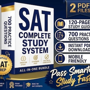Digital SAT-studieguide | SAT-förberedande övningsfrågor PDF | Matematik och läsning | Arbetsbok för provrecensioner | Utskrivbar studieguide