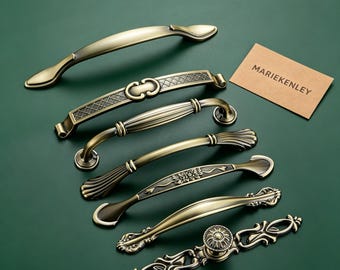 Antique Bronze Cabinet Handles, Vintage Zinc Alloy Drawer Pulls, American Style Furniture Hardware