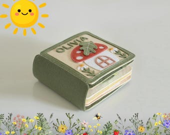Libro sensoriale personalizzato in feltro, giocattolo Montessori, libro di attività per bambini con nome personalizzato, libro interattivo