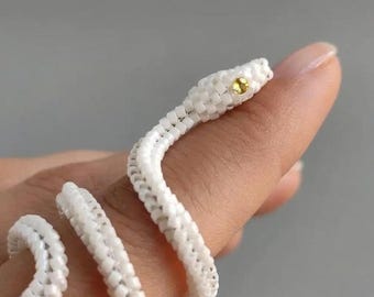 Tutorial en PDF para hacer un anillo de serpiente con cuentas / Joyería DIY con alambre peyote Miyuki Delica (descarga instantánea)