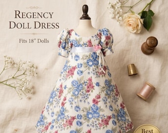Patrón de costura para vestido de muñeca de 45 cm / Vestido Gabriela con volantes / Descarga instantánea para American Girl