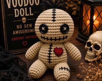 Classic Voodoo Doll Crochet Pattern PDF, Gothic Amigurumi Doll, Halloween Crochet Pattern, Spooky Plush Toy Tutorial, Crochet Amigurumi PDF