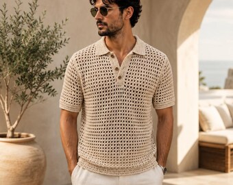 Men’s Crochet Polo Shirt Pattern PDF,Mesh Polo Crochet Pattern, Men’s Summer Shirt Pattern, Crochet Tee Pattern,Crochet Pattern Clothing PDF