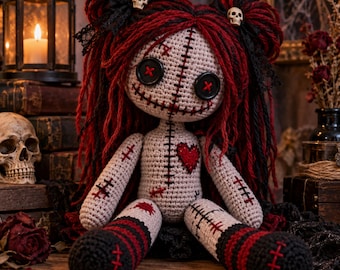 Gothic Voodoo Doll Crochet Pattern PDF | Amigurumi Voodoo Doll Pattern | Gothic Crochet Doll | Spooky Halloween Plush Pattern| Amigurumi PDF