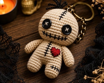 Heirloom Voodoo Doll Keychain Crochet Pattern PDF, Amigurumi Gothic Doll, Halloween Keychain, Crochet Desain  Keychain Cute Spooky Gift PDF