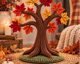 Fall Crochet Tree Pattern PDF | Autumn Tree Amigurumi | Maple Leaf Crochet Decor | Amigurumi Home Decor | Amigurumi Crochet Pattern PDF