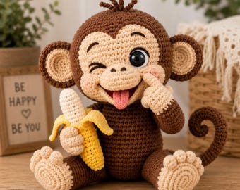 Crochet Monkey Pattern PDF, Amigurumi Monkey Crochet Pattern, Cute Monkey Plush Toy Tutorial, DIY Stuffed Animal PDF,Crochet Animal Toy Pdf