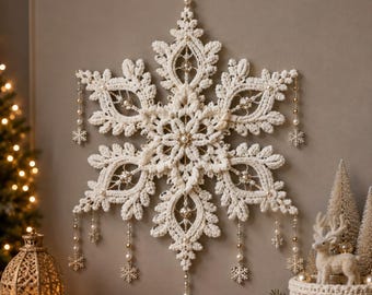 Crochet Snowflake Wall Hanging Pattern PDF, Christmas Crochet Decor, Snowflake Crochet Pattern PDF, Holiday Wall Art, Crochet Home Decor PDF