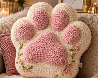Crochet Paw Pillow Pattern PDF | Plush Animal Paw Cushion | Amigurumi Paw Pillow Crochet Pattern | Chenille Pillow Tutorial |DIY Crochet PDF