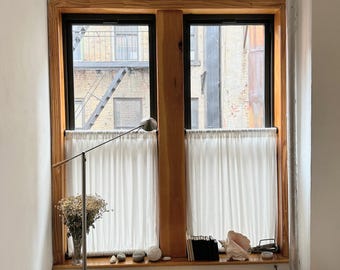 100% Linen Home Decor Curtains in Natural Linen Fabric - Sheer Panels