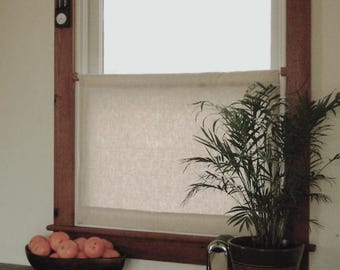 Modern Minimalist Linen Cafe Curtain - Custom Flat Panel - USA made in pure flax linen