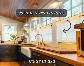 Casual Luxury - Modern Linen Cafe Curtains - custom made - natural european flax linen - minimalist designer style handmade in USA