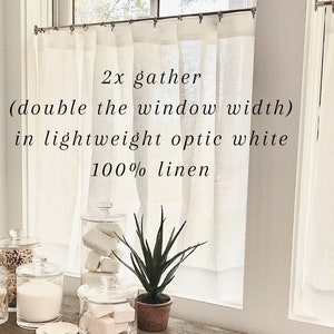 Custom made curtains in 100% linen MANY sizes for rod pocket or clips, custom cafe curtain, linen cafe curtain, custom curtain panel image 3