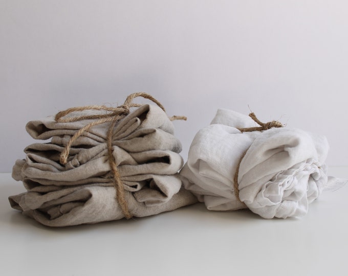 Featured listing image: Half Pound Pure Linen Fabric Scraps Bundle - Linen Fabric Remnants - Choose Your Mixed Widths, Large Fabric Scraps, Zero Waste Program