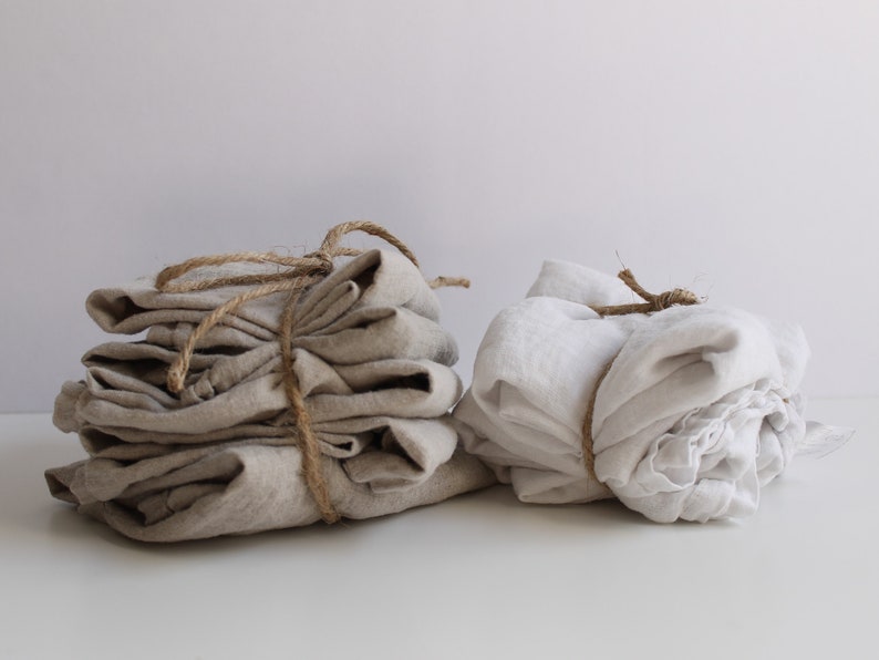 linen fabric remnants in natural and white