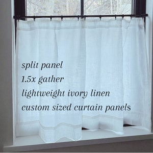 Custom made curtains in 100% linen MANY sizes for rod pocket or clips, custom cafe curtain, linen cafe curtain, custom curtain panel image 6