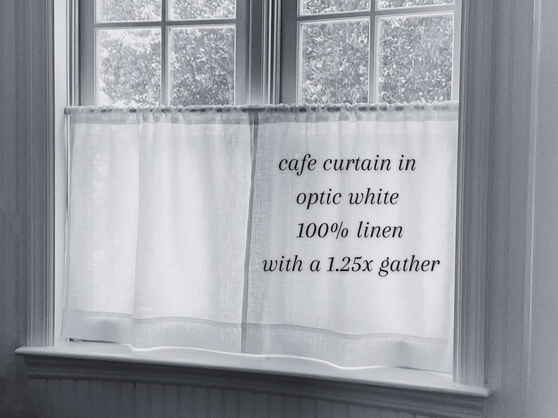 Custom Curtain Panel in PURE linen Choose your custom curtain size cafe curtain linen cafe curtains, half curtain, custom linen drapes image 3