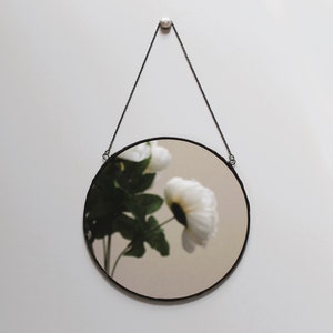Round mirror black frame made from stained glass