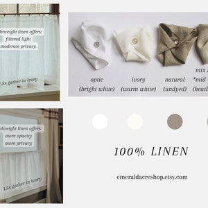 Custom Curtain Panel in PURE linen Choose your custom curtain size cafe curtain linen cafe curtains, half curtain, custom linen drapes image 8