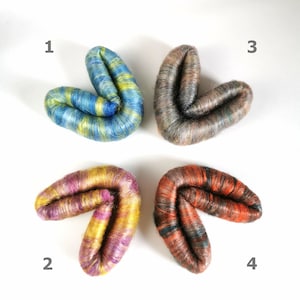 Rolags Punis Fiber 30g/1.05oz - Hand Blended for Spinning, Felting. Merino Wool Tussah Silk. Handed Dyed Roving. Art Yarn. Ecological Fibers