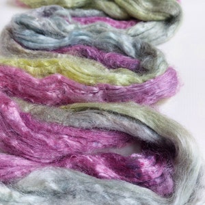 Hand Dyed Tussah Silk Roving – Cosmos-WormwoodPlant 50g/1.76oz Fiber Your Handcrafts, Rolags Carding, Spinning Needle Nuno Felting Fiber Art
