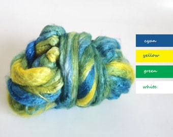 Hand Dyed Tussah Silk Roving – SUN-WATER Fiber for Felting & Spinning