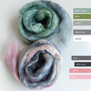 Hand Dyed Tussah Silk Roving – MIX Colors 1.05oz/30g Fiber for Your Handcrafts, Rolags Carding, Spinning, Needle or Nuno Felting, Fiber Art