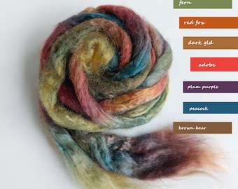 Hand Dyed Tussah Silk Roving – Soft Colors 1.76oz/50g Fiber for Your Handcrafts, Rolags Carding, Spinning, Needle or Nuno Felting, Fiber Art