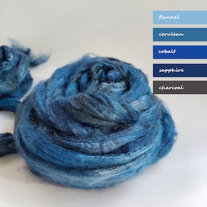 Mèches de soie de tussah teintes à la main - oiseau bleu, art fibre (10-15 g)